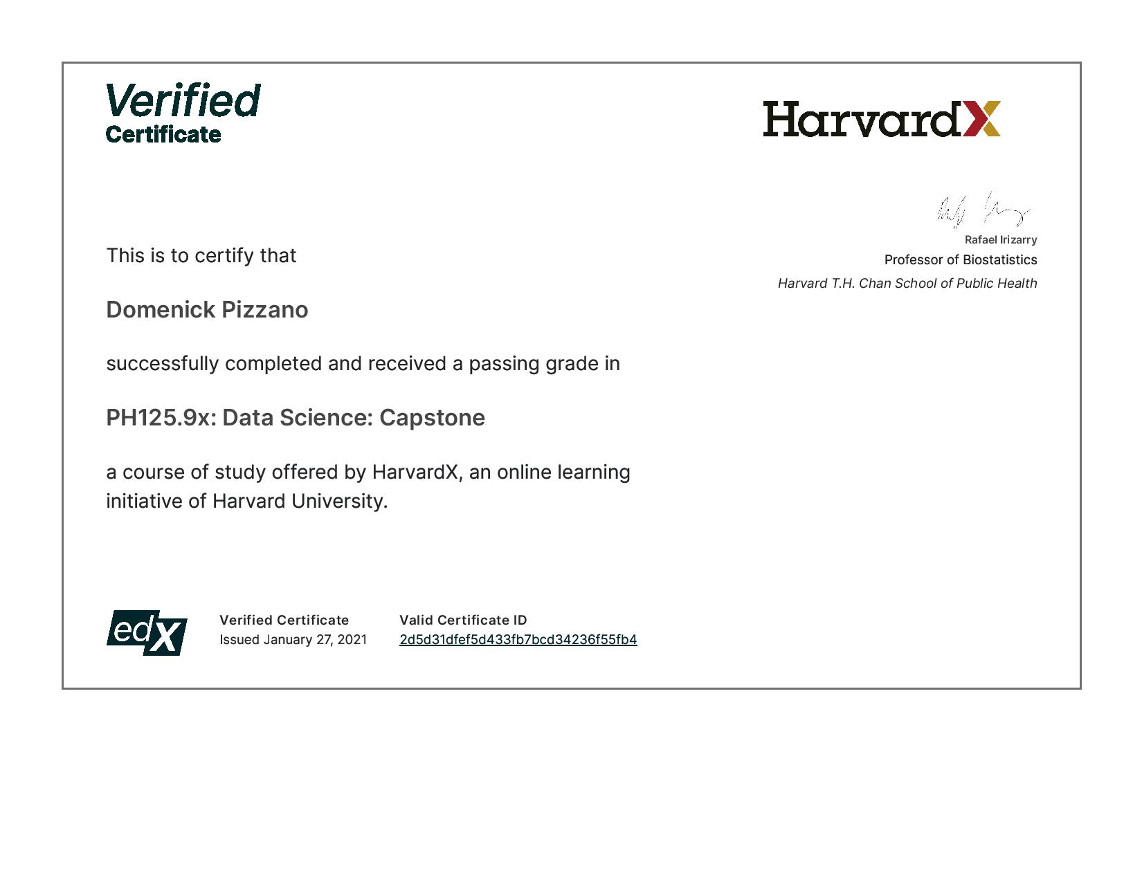 Machine Learning Capstone Projects - HarvardX