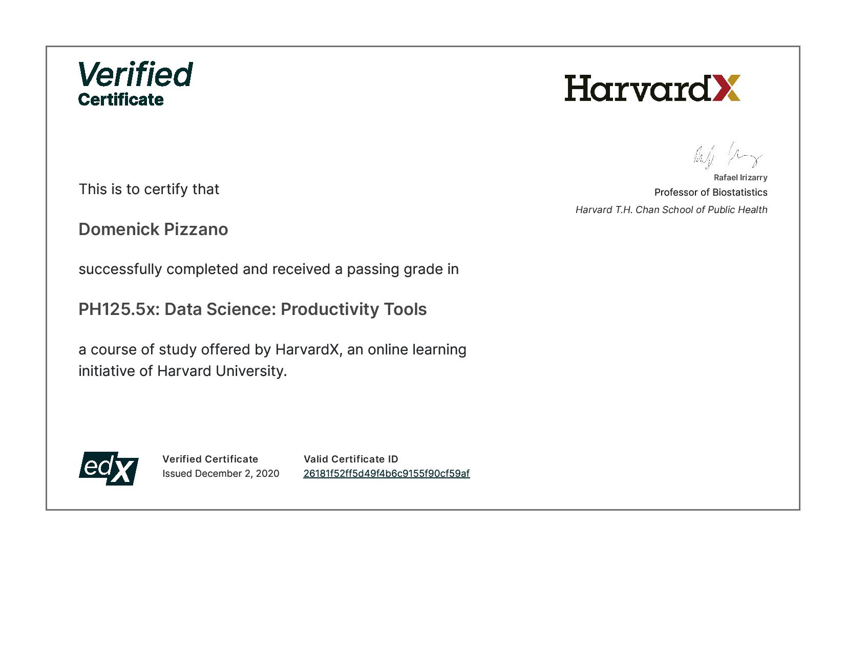 Data Science Productivity Tools Certificate - HarvardX